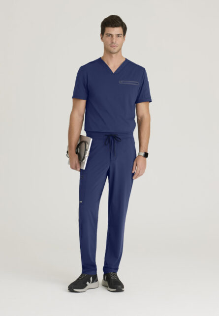 Grey's Anatomy By Barco Knit Stretch Men's 2 Pocket V-neck Framed Pocket Top - Image 5