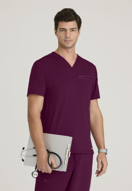 Grey's Anatomy By Barco Knit Stretch Men's 2 Pocket V-neck Framed Pocket Top - Image 10