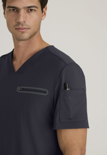 Grey's Anatomy By Barco Knit Stretch Men's 2 Pocket V-neck Framed Pocket Top - Image 9