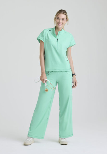 Grey's Anatomy™ by Barco Knit Stretch Women's 3-Pocket Mock Neck Zip-Placket Top - Image 9