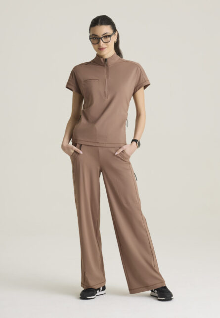 Grey's Anatomy™ by Barco Knit Stretch Women's 3-Pocket Mock Neck Zip-Placket Top - Image 5