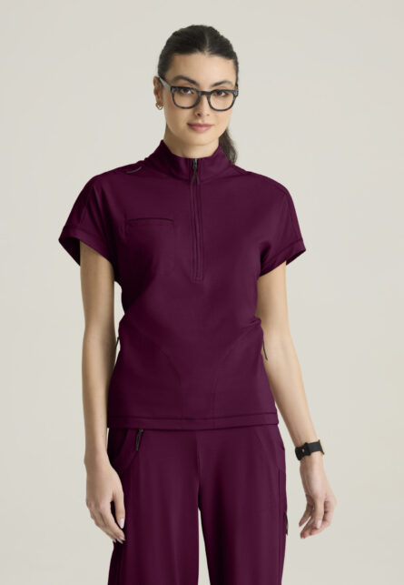 Grey's Anatomy™ by Barco Knit Stretch Women's 3-Pocket Mock Neck Zip-Placket Top - Image 14