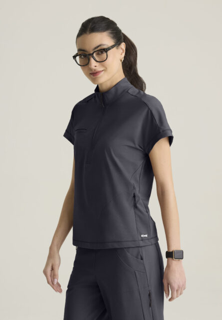 Grey's Anatomy™ by Barco Knit Stretch Women's 3-Pocket Mock Neck Zip-Placket Top - Image 13