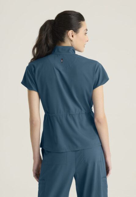 Grey's Anatomy Spandex Stretch Women's 2-pocket Mock Neck Zip Front Top - Image 2