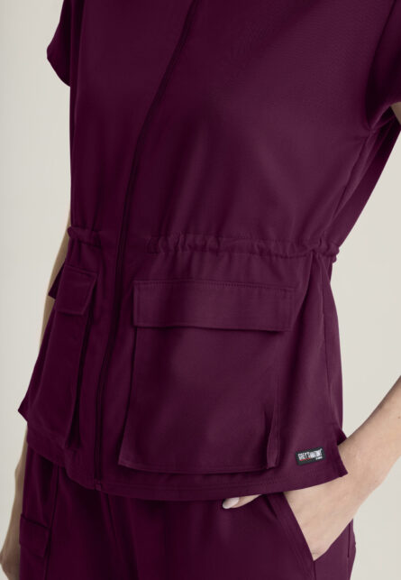 Grey's Anatomy Spandex Stretch Women's 2-pocket Mock Neck Zip Front Top - Image 24