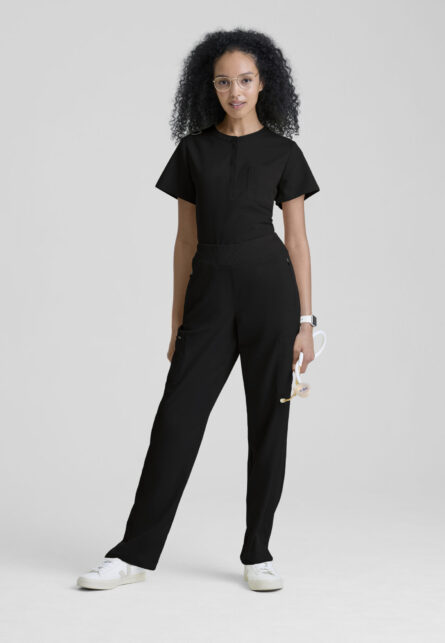 Grey's Anatomy Spandex-Stretch Women's 3-Pocket Henley Neckline Top - Image 5