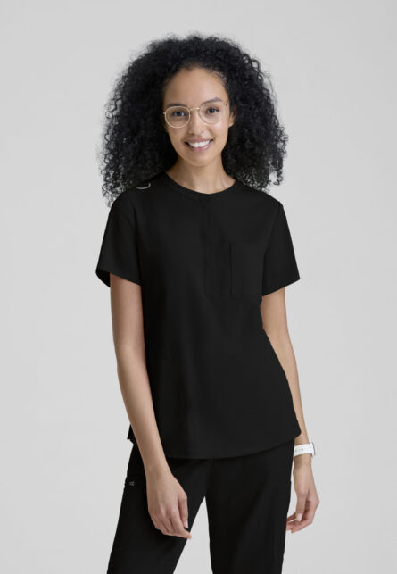 Grey's Anatomy Spandex-Stretch Women's 3-Pocket Henley Neckline Top - Image 4