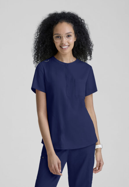 Grey's Anatomy Spandex-Stretch Women's 3-Pocket Henley Neckline Top - Image 6