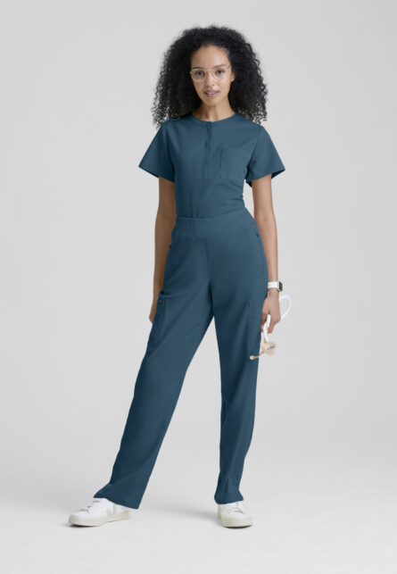 Grey's Anatomy Spandex-Stretch Women's 3-Pocket Henley Neckline Top - Image 2