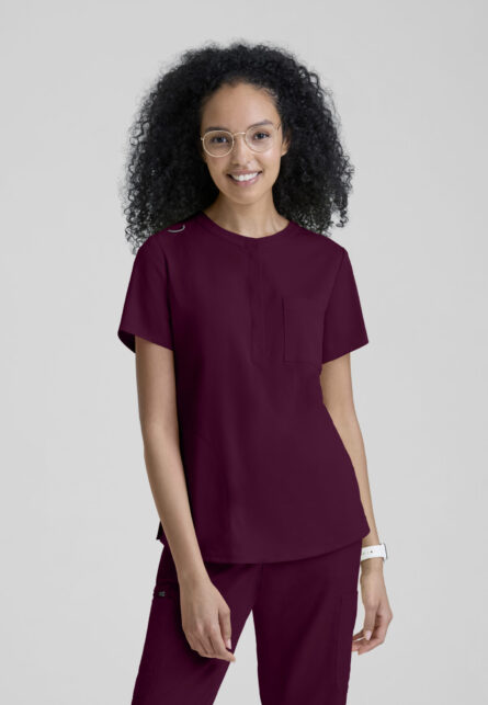 Grey's Anatomy Spandex-Stretch Women's 3-Pocket Henley Neckline Top - Image 14