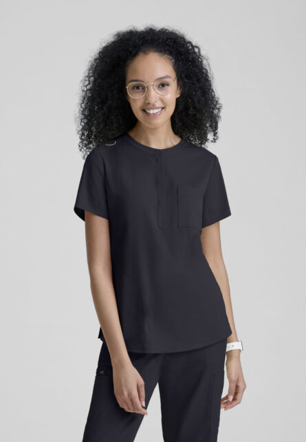 Grey's Anatomy Spandex-Stretch Women's 3-Pocket Henley Neckline Top - Image 12