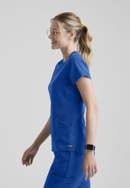 Grey's Anatomy Spandex-Stretch Women's 2-Pocket Rib Knit Crew Neck Top - Image 7