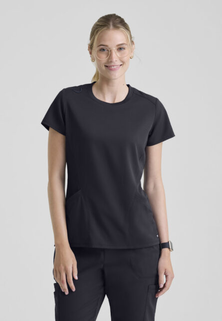 Grey's Anatomy Spandex-Stretch Women's 2-Pocket Rib Knit Crew Neck Top - Image 8