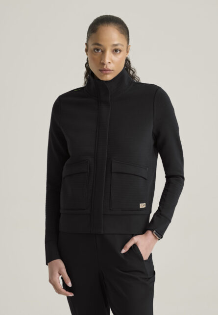 Grey's Anatomy Evolve Women's 3 Pocket Mock V-Neck Zip Front Jacket - Image 1