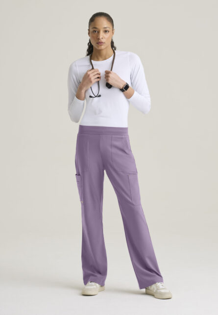 Grey's Anatomy Evolve Women's 6 Pocket Jersey Waistband Fit & Flare Pant - Image 2