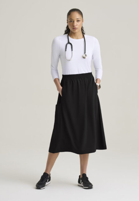 Grey's Anatomy Evolve Women's 3 Pocket Ruffle Waistband A-Line Skirt - Image 2