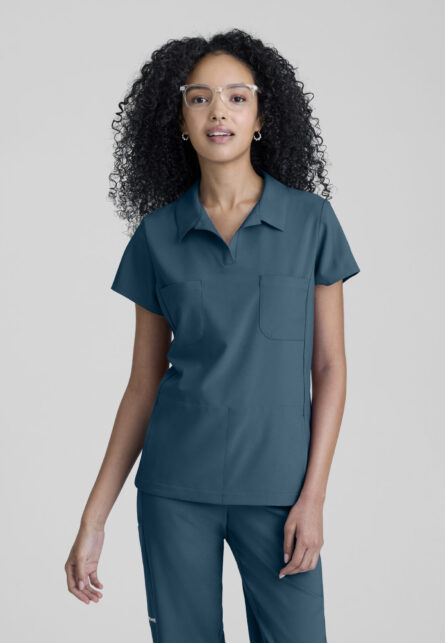 Grey's Anatomy Evolve Women's 4-Pocket Lapover Placket Collar Top - Image 1