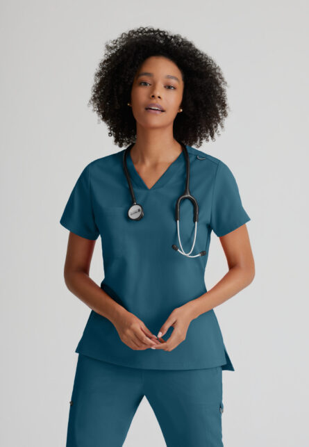 Grey's Anatomy Spandex Stretch Bree Top-V-Neck Scrub Top - Image 1