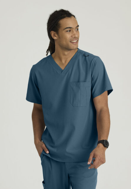 Skechers™ by Barco Men's V-Neck Cargo Pocket Scrub Top - Image 1