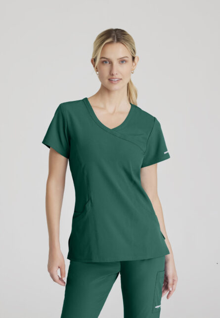 Skechers™ by Barco Women's 3 Pocket Mock-Wrap V-Neck Scrub Top