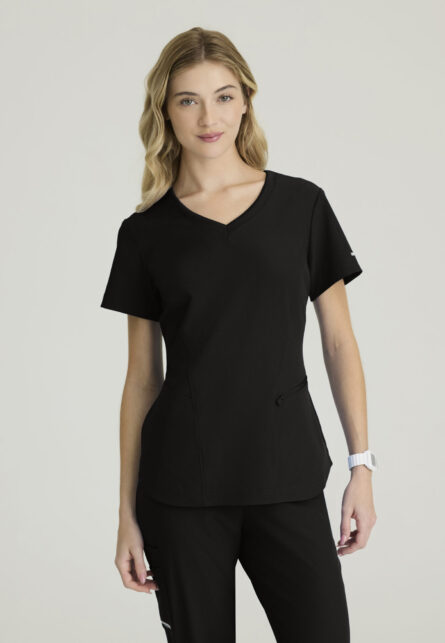 Skechers Vitality Ribbed 3 Pocket V-Neck Top - Image 1