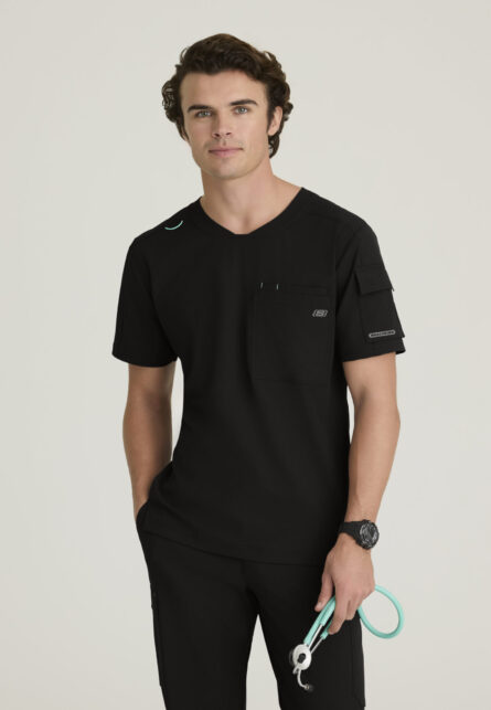 Skechers™ by Barco Ripstop Men's 3 Pocket Round Neck High-Low Hem Top - Image 1