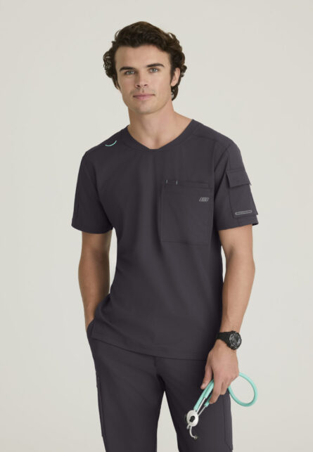 Skechers™ by Barco Ripstop Men's 3 Pocket Round Neck High-Low Hem Top - Image 12