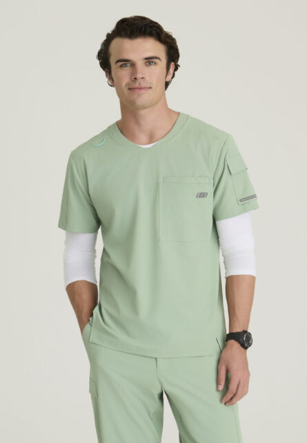 Skechers™ by Barco Ripstop Men's 3 Pocket Round Neck High-Low Hem Top - Image 6