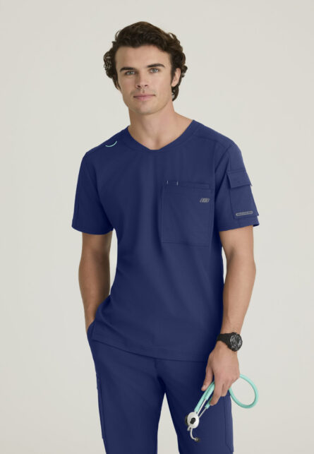 Skechers™ by Barco Ripstop Men's 3 Pocket Round Neck High-Low Hem Top - Image 8