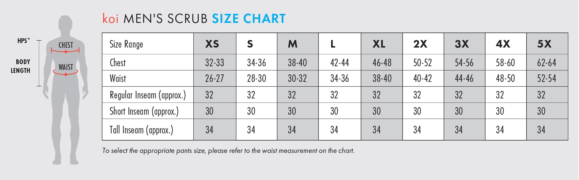 KOI - MEN'S SIZE CHART